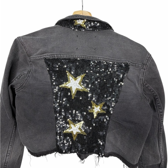 L'AGENCE Charcoal Denim Embellished Jacket medium - Picture 2 of 8